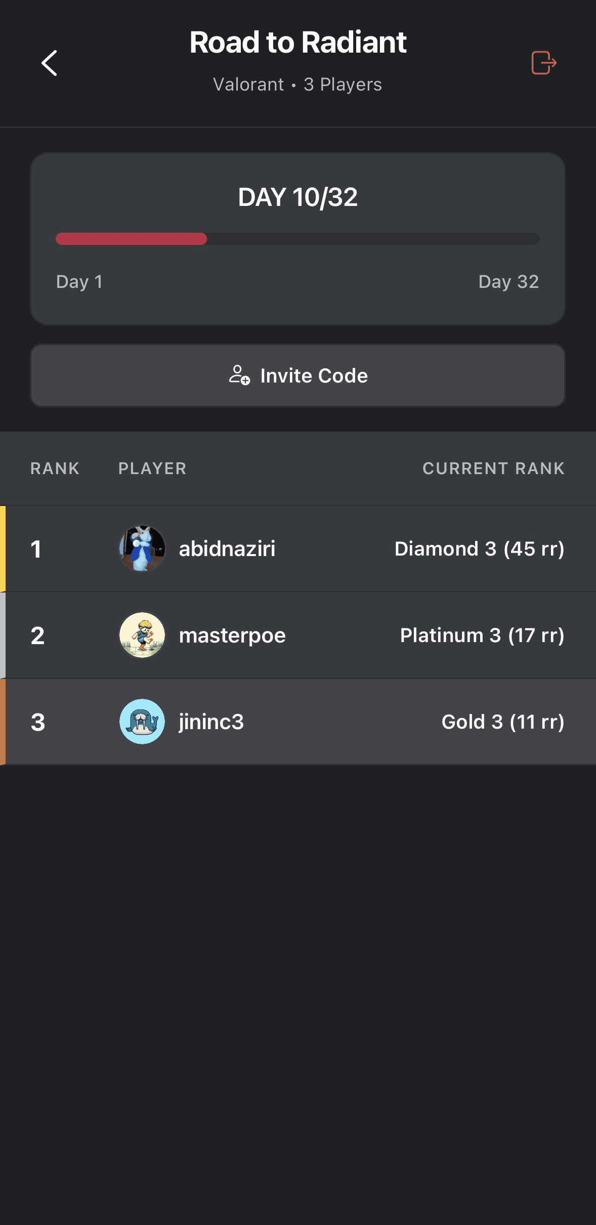 Leaderboard screen 2